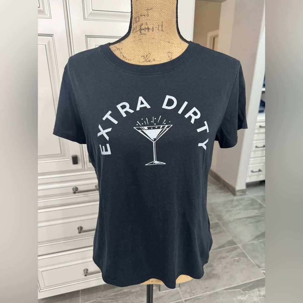 Black Graphic Tee, Extra Dirty with Martini Cup graphic tee.